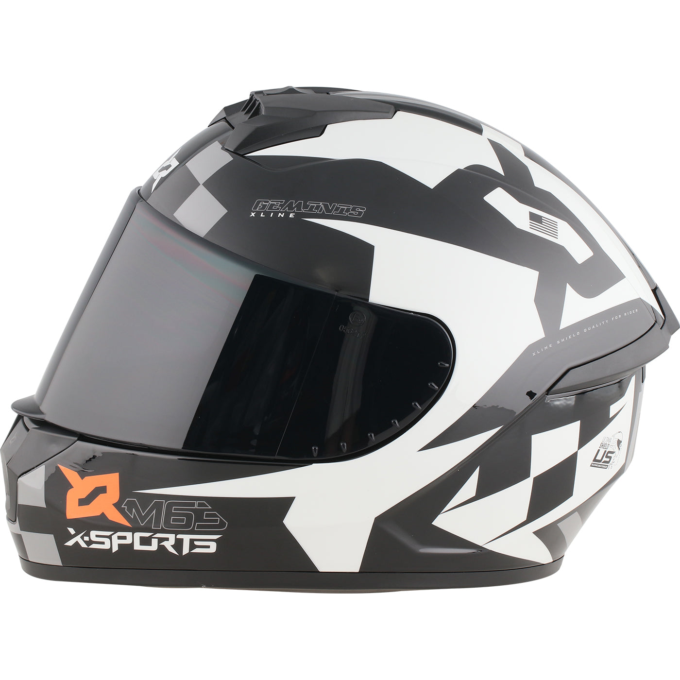 Casco x-sports integral M63 Geminis Negro Blanco Brillante