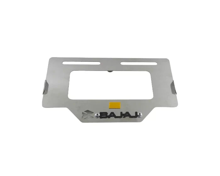 Portaplaca metalico BAJAJ - cromo y negro