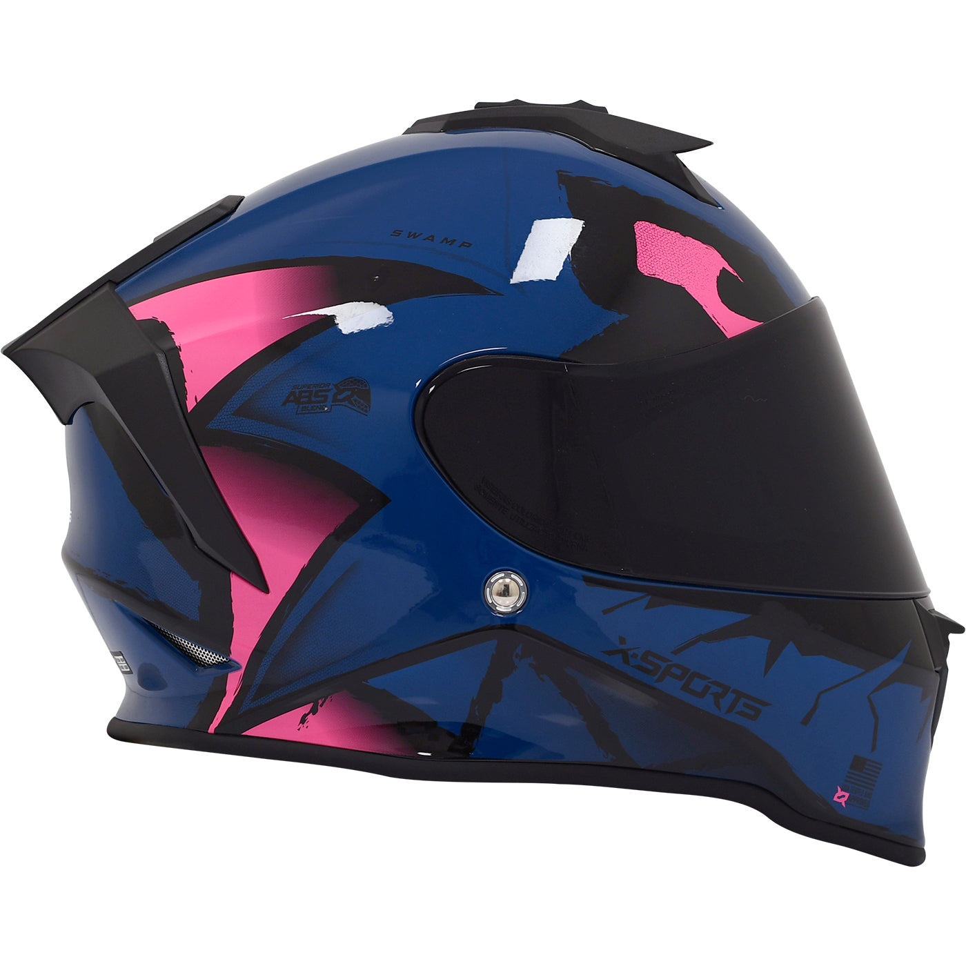 Casco x-sports integral V151 Swamp Azul Rosa Brillante