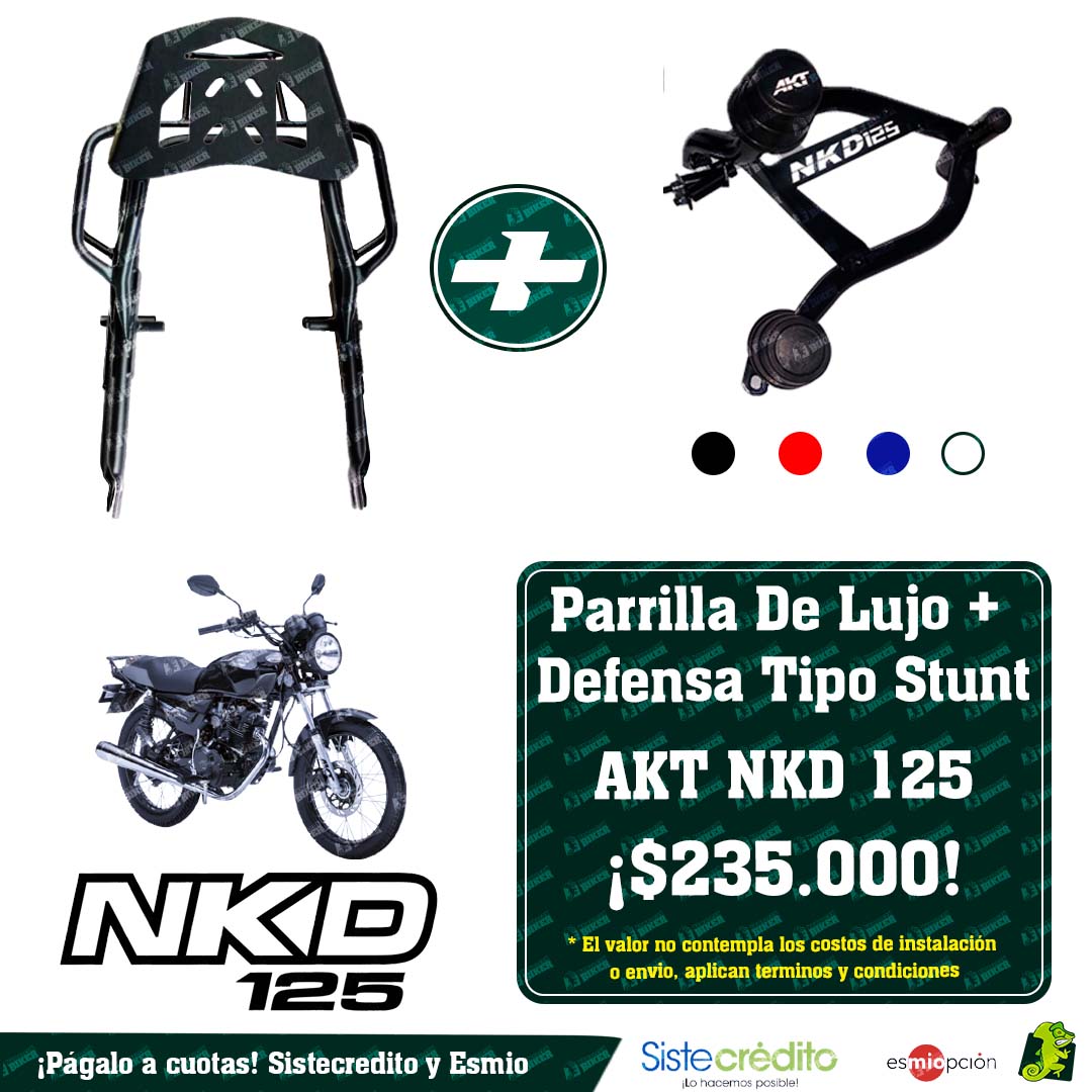 Combo Parrilla De Lujo + Defensa Tipo Stunt para AKT NKD 125