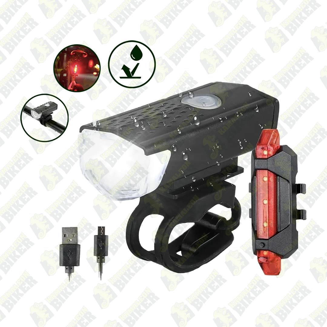Luz Trasera + Delantera Led Bicicletas Ruta Mtb Recargables