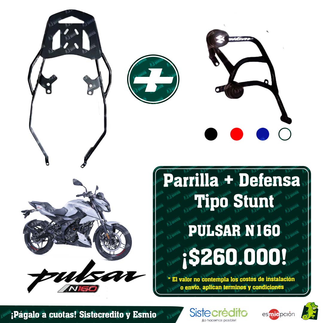 Combo Parrilla + Defensa Tipo Stunt para PULSAR N160