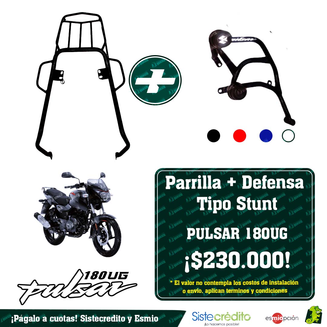 Combo Parrilla + Defensa Tipo Stunt para PULSAR 180 UG