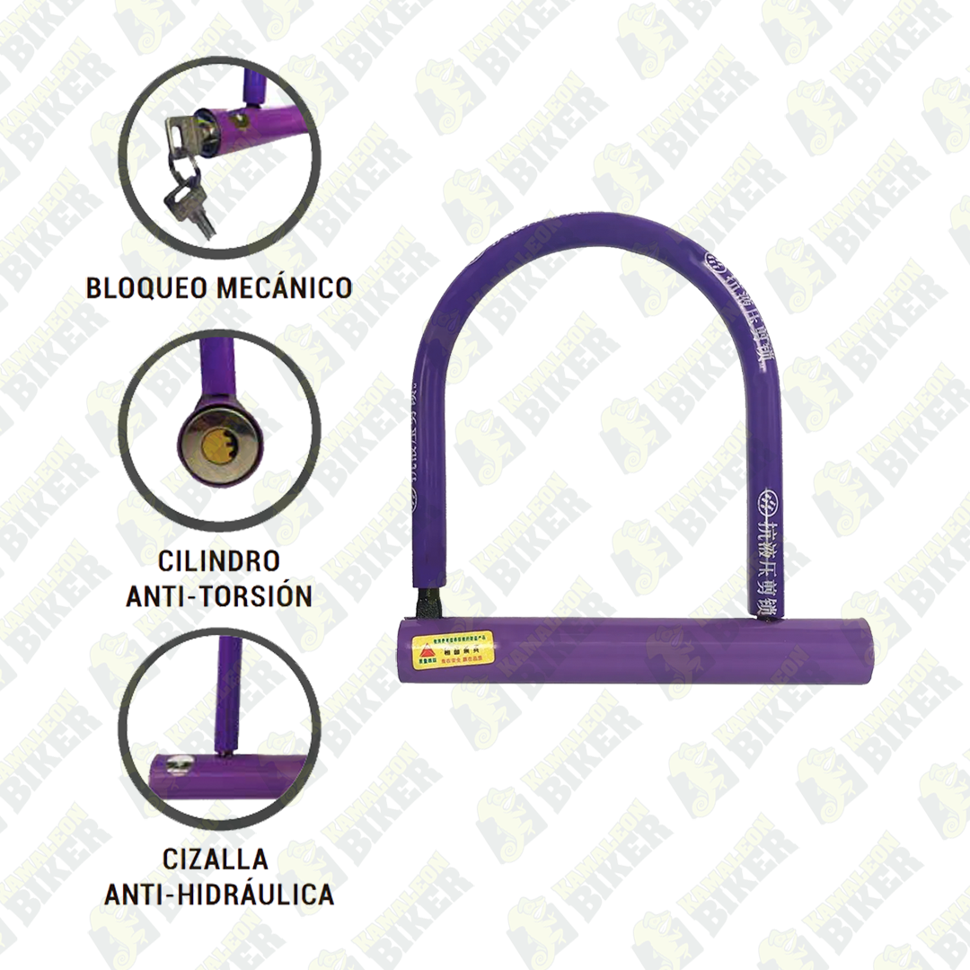 Candado En U Para Moto O Bicicleta de Colores - Cerradura
