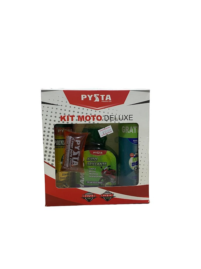 Kit Moto Limpieza Deluxe 4 en 1 Para Moto Aroma Invictus (Polyllantas 200ml + Shampoo 300ml + Desengrasante 40ml + Silicona Deluxe Invictus 400ml) - Pysta
