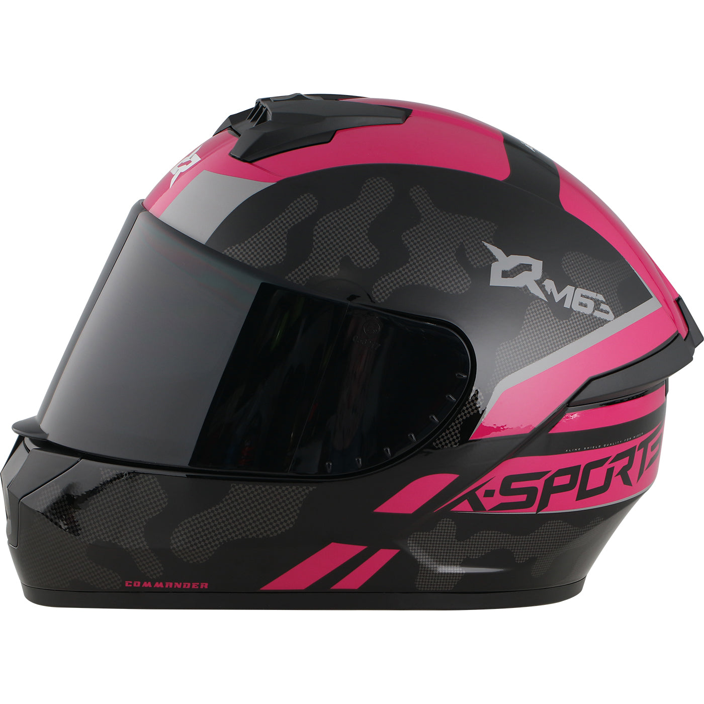 Casco x-sports integral M63 Comander Negro Rosa Brillante