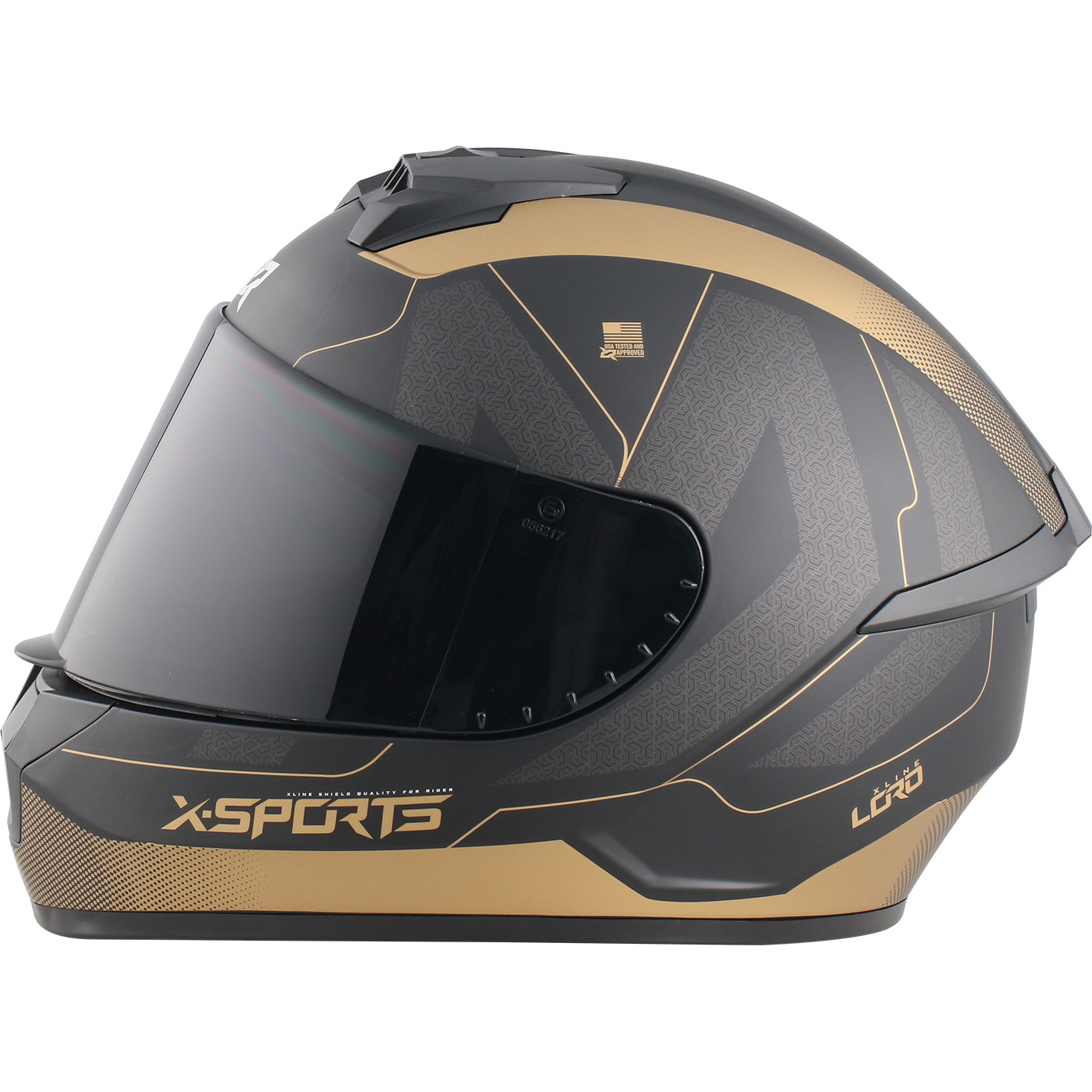 Casco x-sports integral M63 Lord Negro Oro Mate