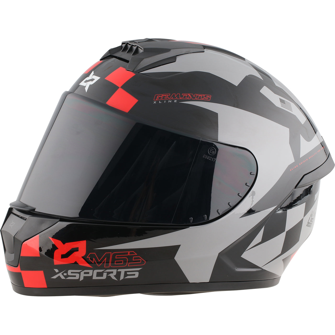 Casco x-sports integral M63 Geminis Negro Rojo Brillante