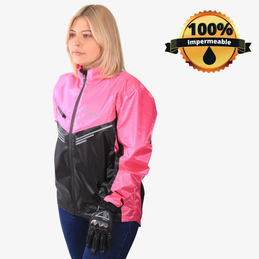 Chaqueta Impermeable Térmica Polar Rosada Dama