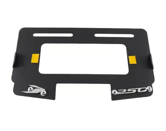 Portaplaca metalico Dominar 250 - negro y cromo - traga luz