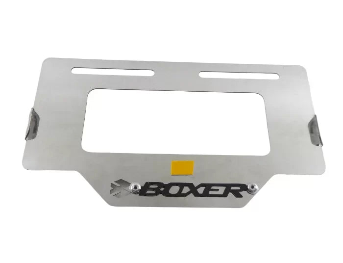 Portaplaca metalico Boxer - cromo y negro