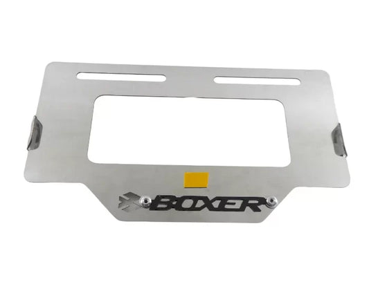 Portaplaca metalico Boxer - cromo y negro