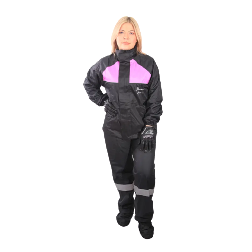 Conjunto Impermeable Tipo Sudadera Jhomar Morado Negro - Dama