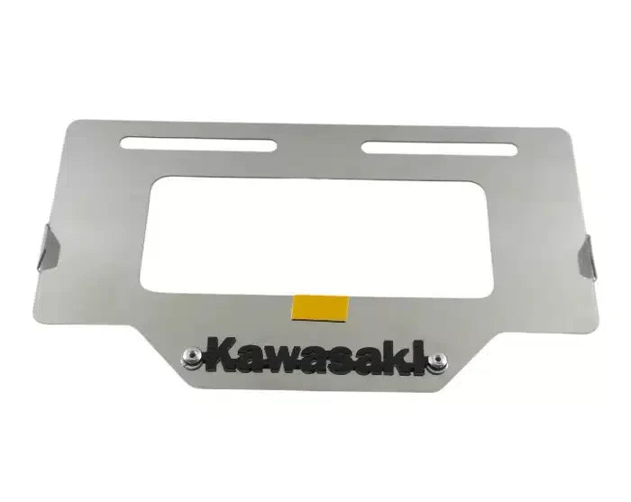 Portaplaca metalico KAWASAKI - cromo y negro