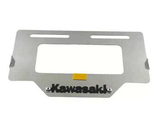 Portaplaca metalico KAWASAKI - cromo y negro
