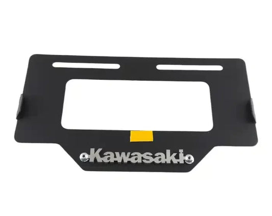 Portaplaca metalico KAWASAKI - negro y cromo
