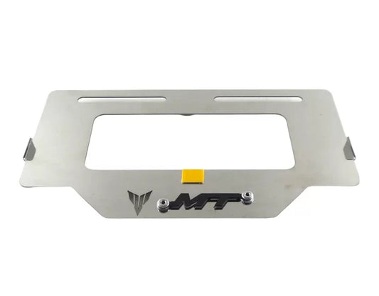 Portaplaca metalico MT - cromo y negro