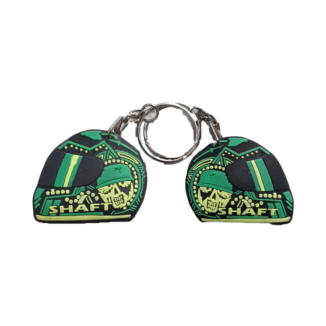 Llavero sencillo Tipo Casco - Negro Verde Amarillo