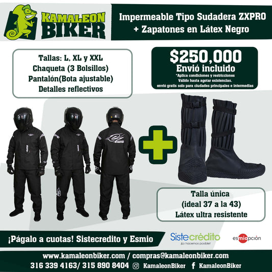 Conjunto impermeable ZXPRO + Zapatones látex caña media