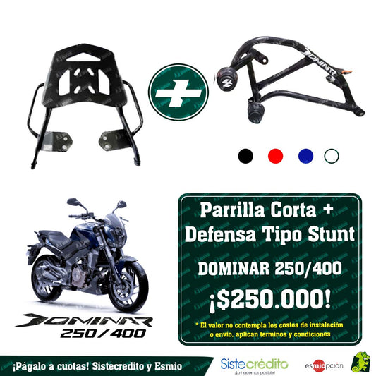 Combo Parrilla Corta + Defensa Tipo Stunt para BAJAJ Dominar 250/400