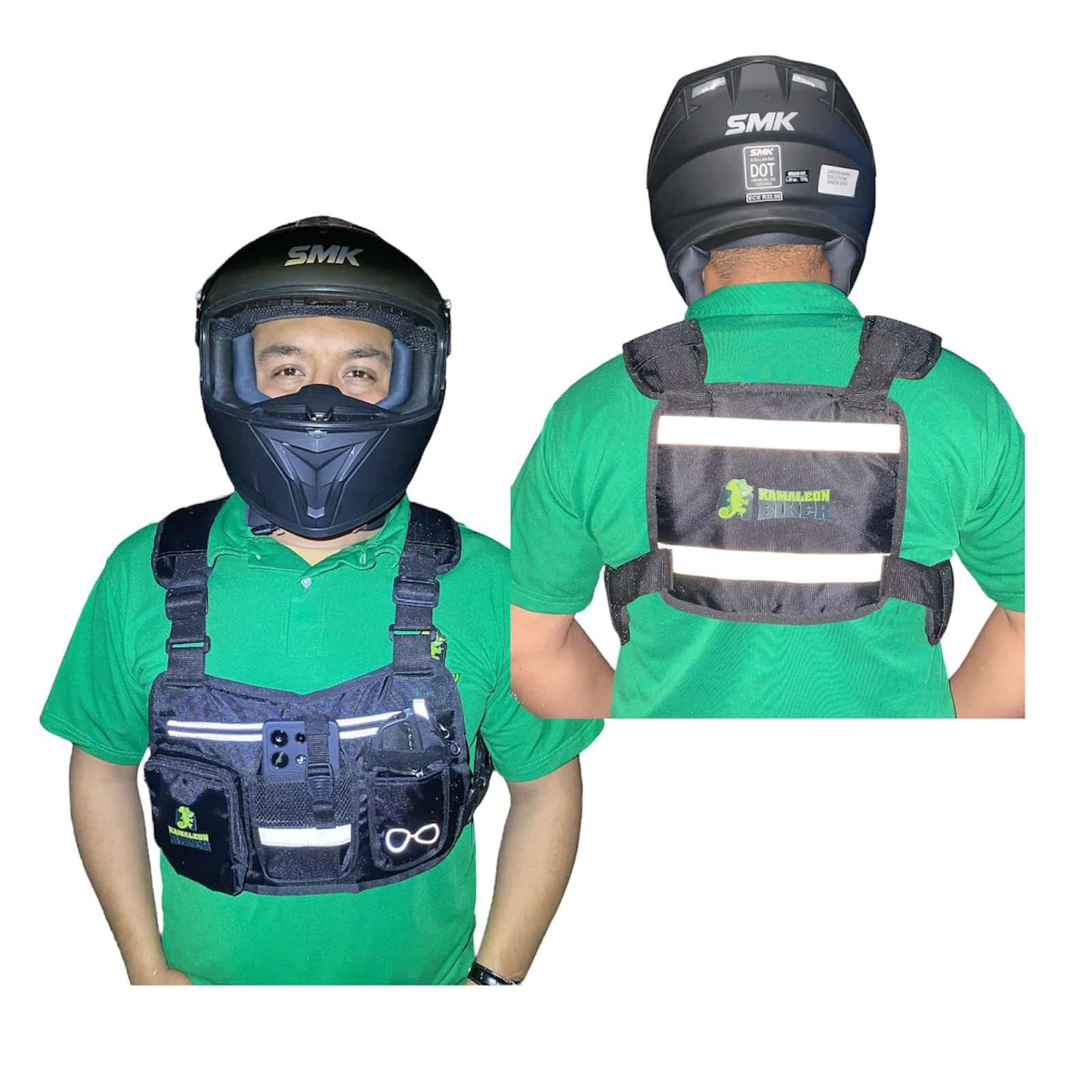 Pechera Stunt Negro - Graba tus recorridos en moto