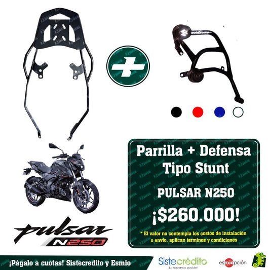 Combo Parrilla + Defensa Tipo Stunt para PULSAR N250