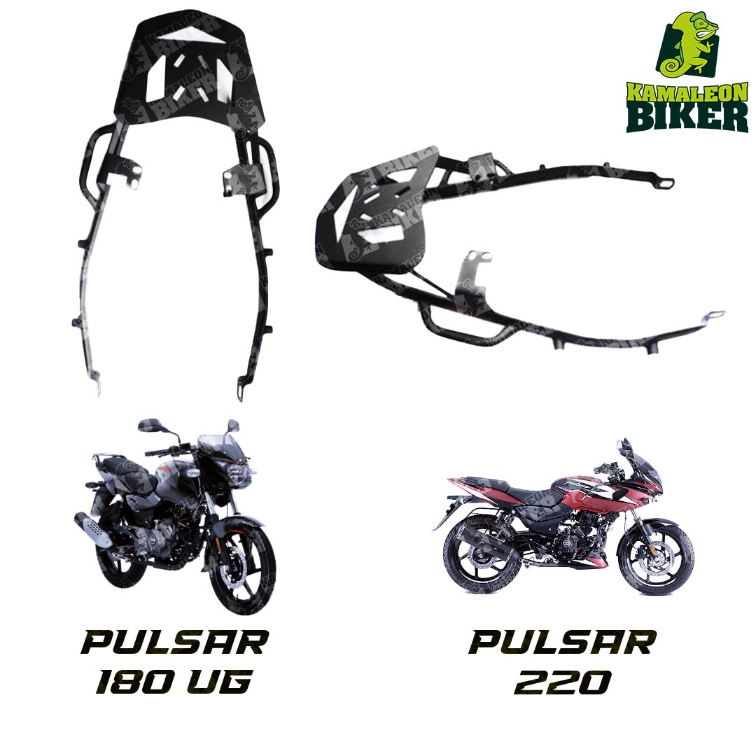Pulsar 180 UG / Pulsar 220 - Parrilla para moto - De lujo con porta alforjas y bandeja de lámina