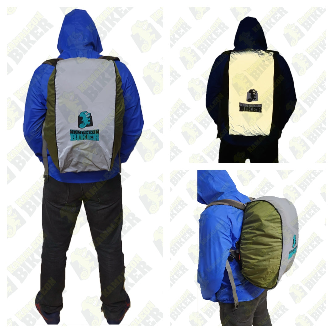 Forro Cubre Maleta Combinado Semimpermeable y Reflectivo - Verde Militar