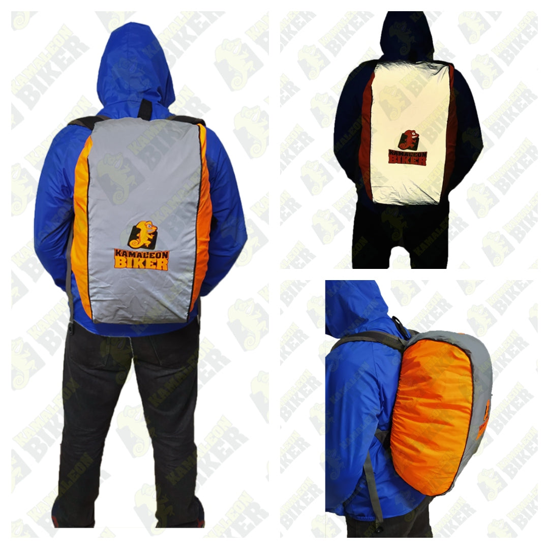 Forro Cubre Maleta Combinado Semimpermeable y Reflectivo - Naranja Neón