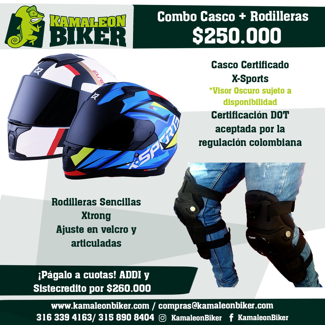 Combo Casco Xsports + Rodilleras